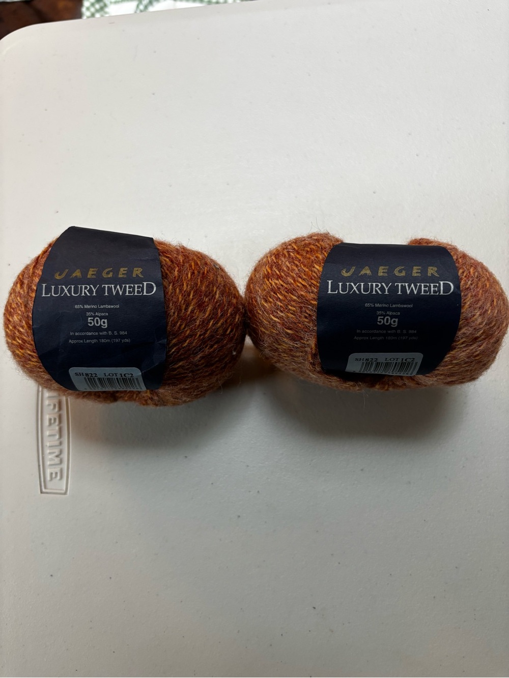 Jaeger Luxury Tweed Lot of 2 50g each Sh 822 (Flame) discontinued